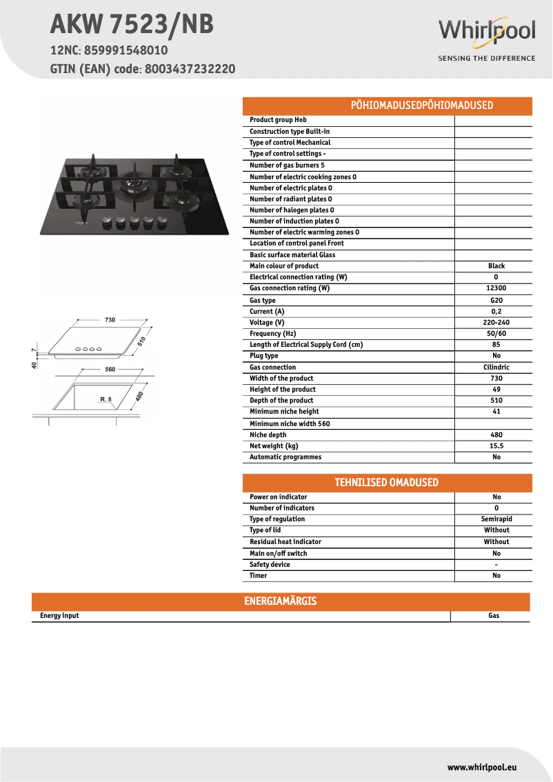 Página 1 del manual Manual de usuario Whirlpool AKW 7523/NB