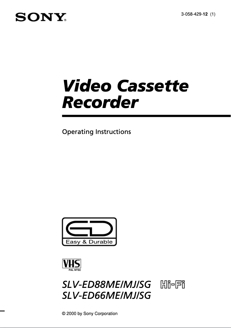 Imagen de la primera página del manual del dispositivo SLV-ED88MJ