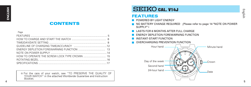 Imagen de la primera página del manual del dispositivo V14J