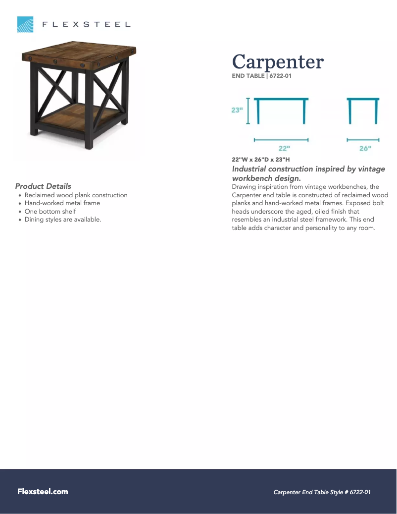 Página 1 del manual Manual de usuario Flexsteel Carpenter 6723-01