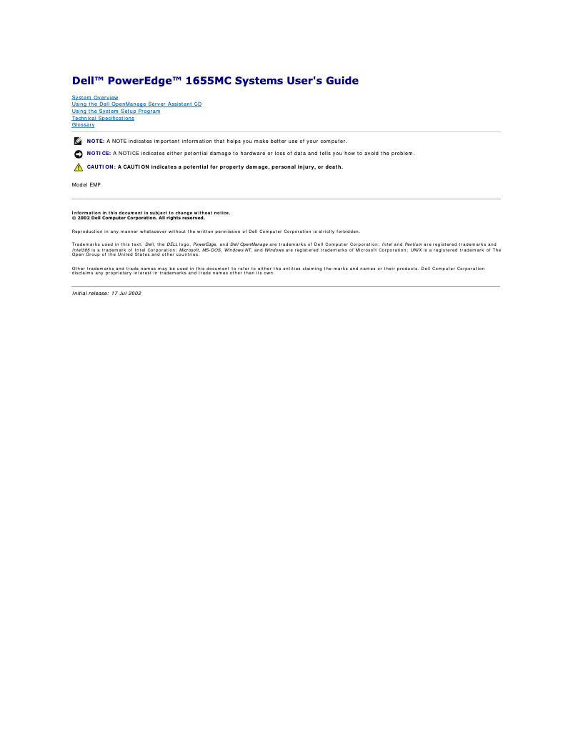 Página 1 del manual Manual de usuario Dell PowerEdge 1655MC