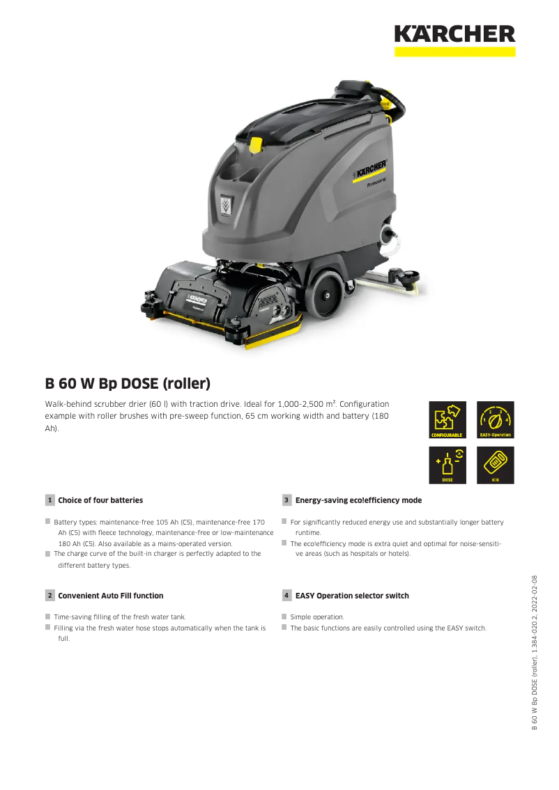 Página 1 del manual Manual de usuario Kärcher B 60 W Bp Dose