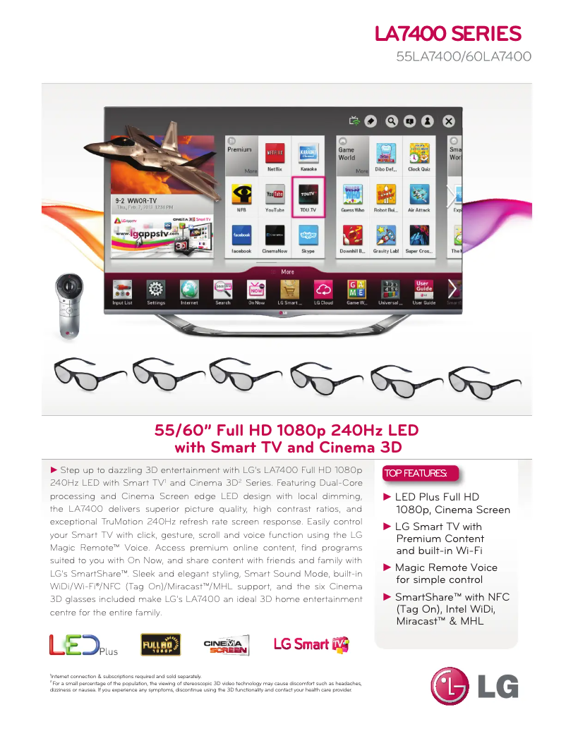 Imagen de la primera página del manual del dispositivo 55LA7400