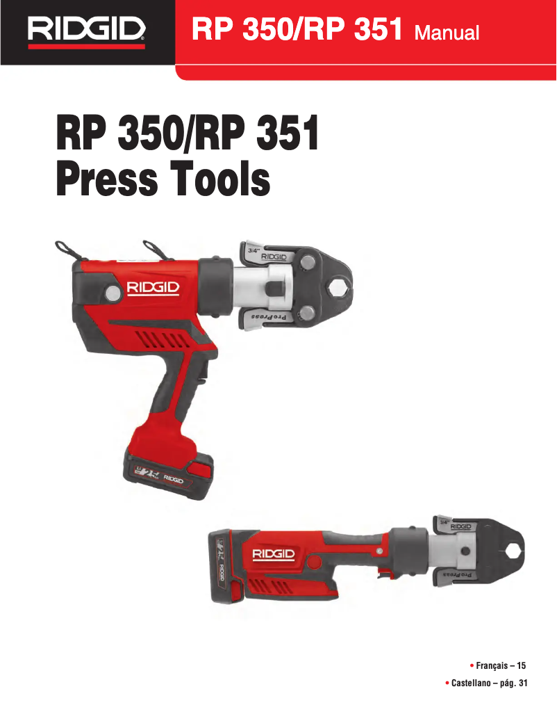Página nº 1 - Manual de usuario Ridgid RP 351