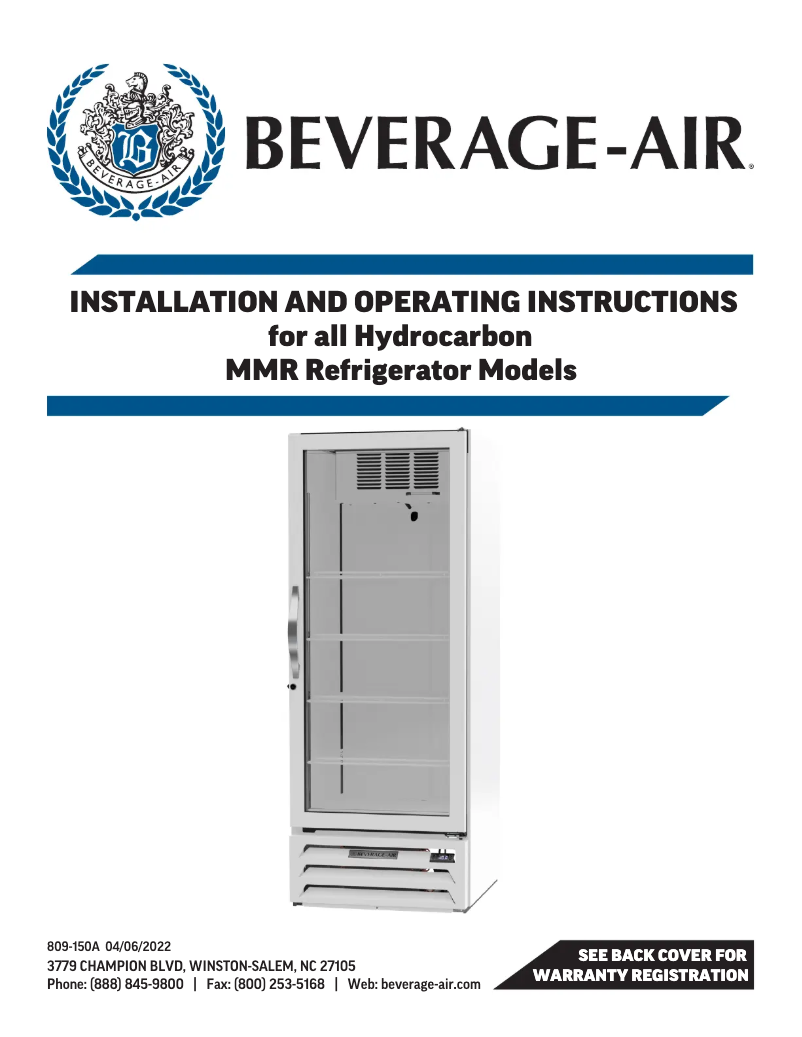 Página 1 del manual Manual de usuario Beverage-Air MMR19HC-1-BB-18