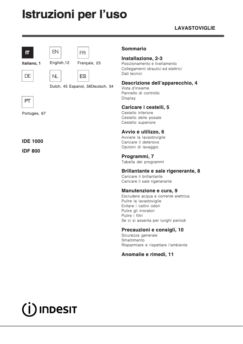 Imagen de la primera página del manual del dispositivo IDE 1000