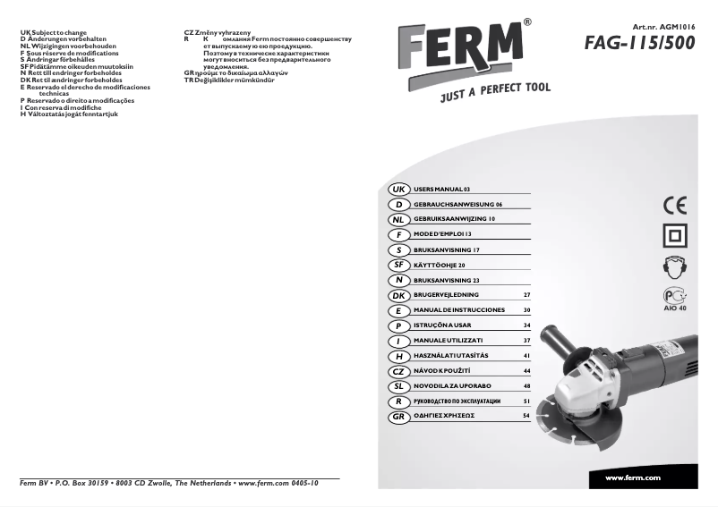 Página nº 1 - Manual de usuario Ferm FAG-115/500