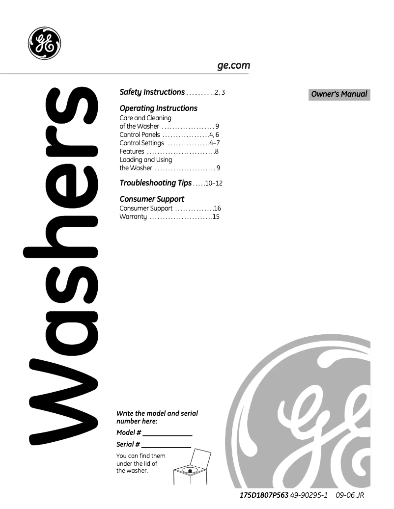 Imagen de la primera página del manual del dispositivo WDSR2080DWW