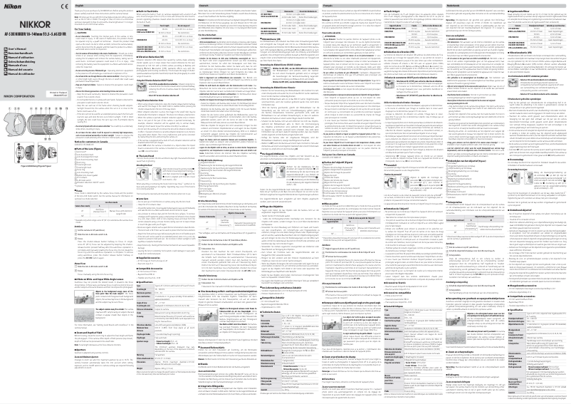 Página 1 del manual Manual de usuario Nikon AF-S DX 18-140mm F3,5-5,6G ED VR