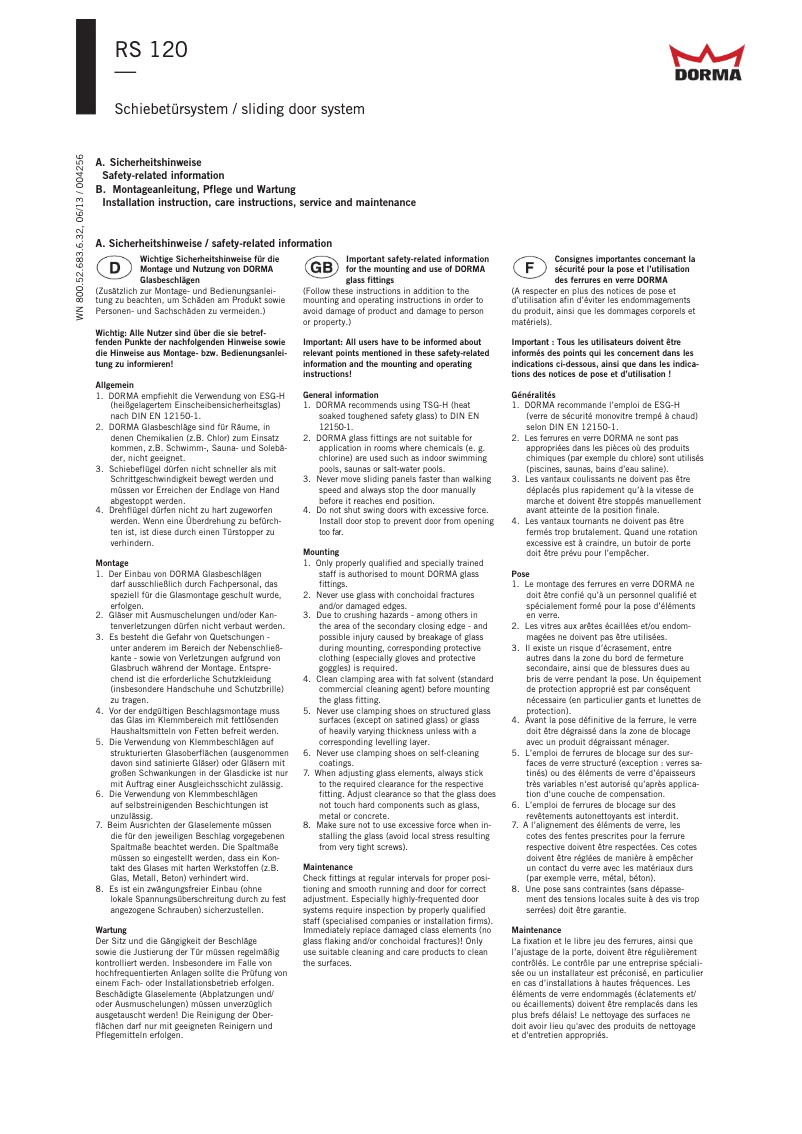 Página 1 del manual Manual de usuario Dormakaba RS120