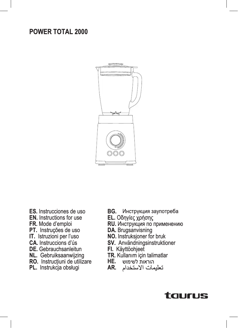 Imagen de la primera página del manual del dispositivo Power Total 2000