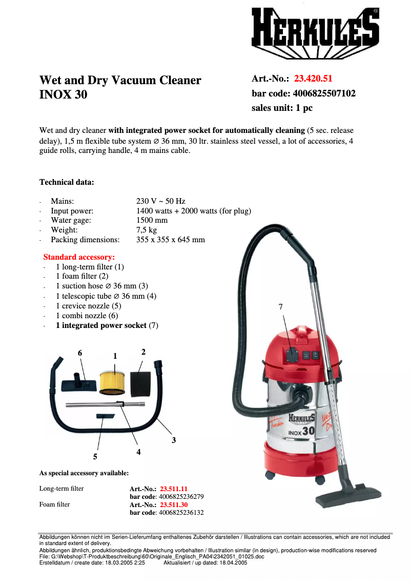 Página 1 del manual Manual de usuario Herkules INOX 30