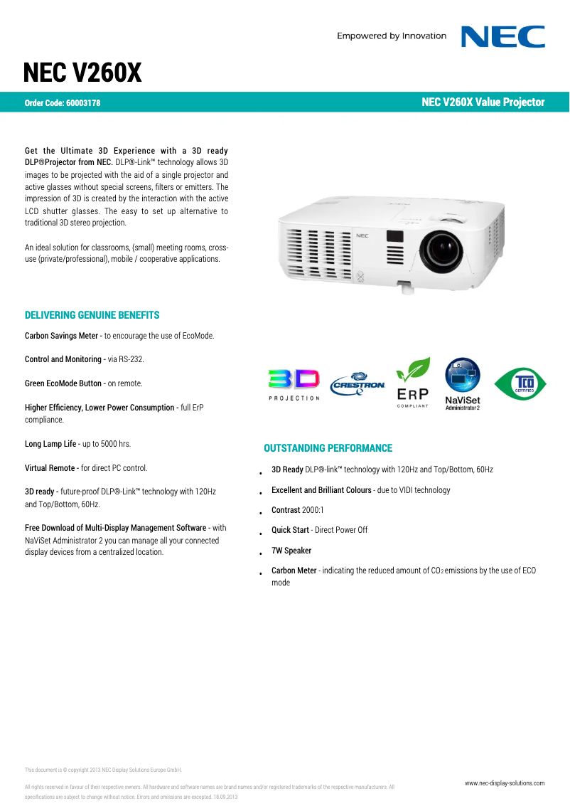 Imagen de la primera página del manual del dispositivo V260X