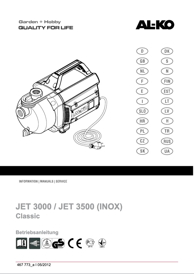 Imagen de la primera página del manual del dispositivo JET 3500