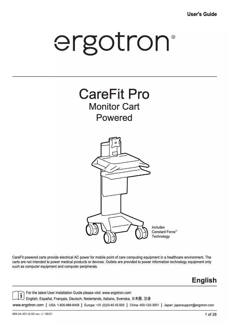 Página 1 del manual Manual de usuario Ergotron CareFit