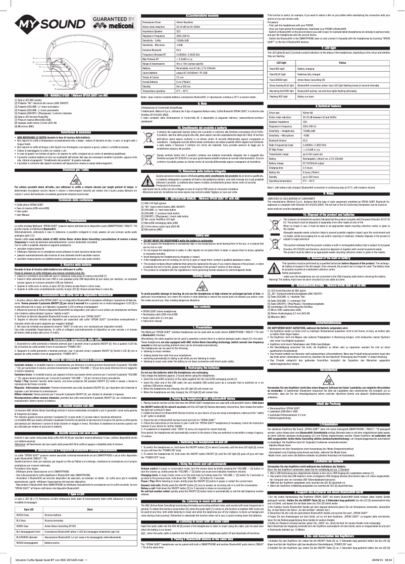 Página nº 1 - Manual de usuario Meliconi MySound Speak QUIET