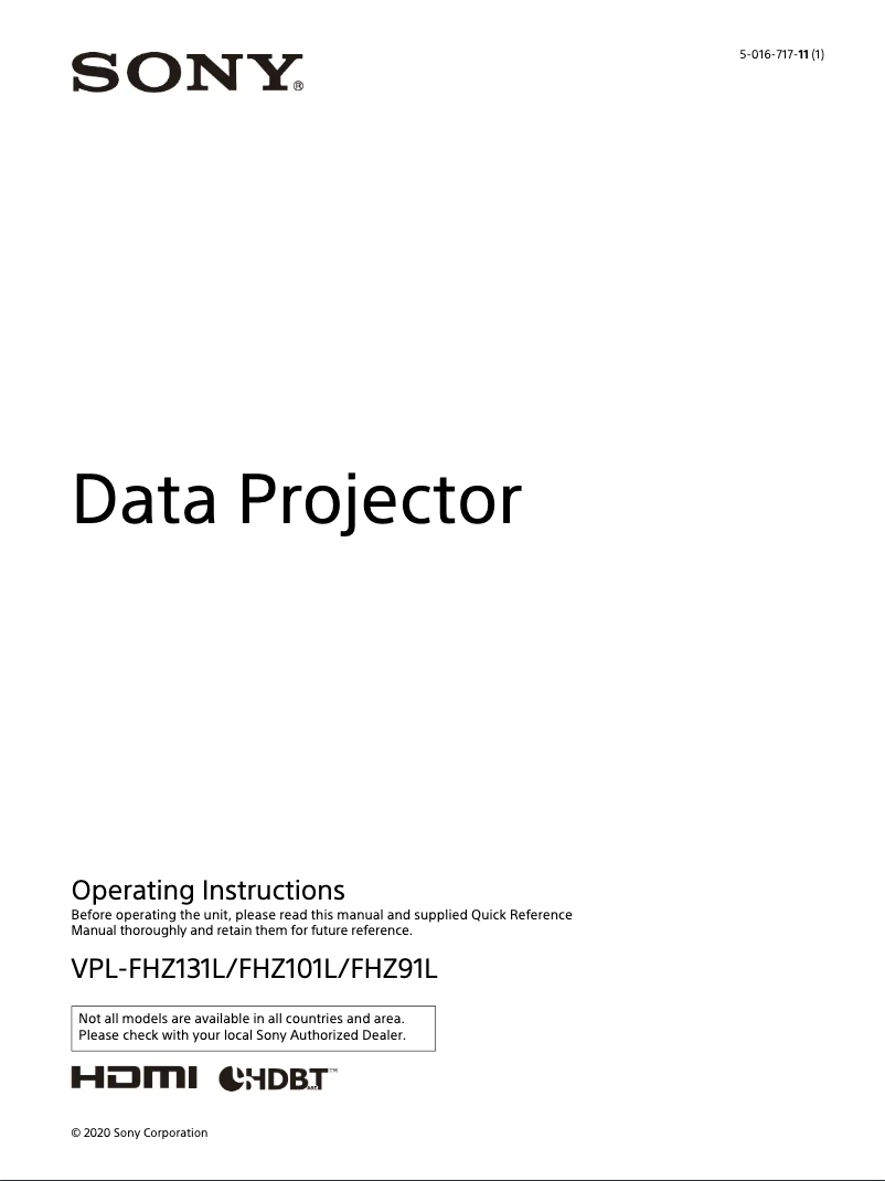 Página nº 1 - Manual de usuario Sony VPL-FHZ131