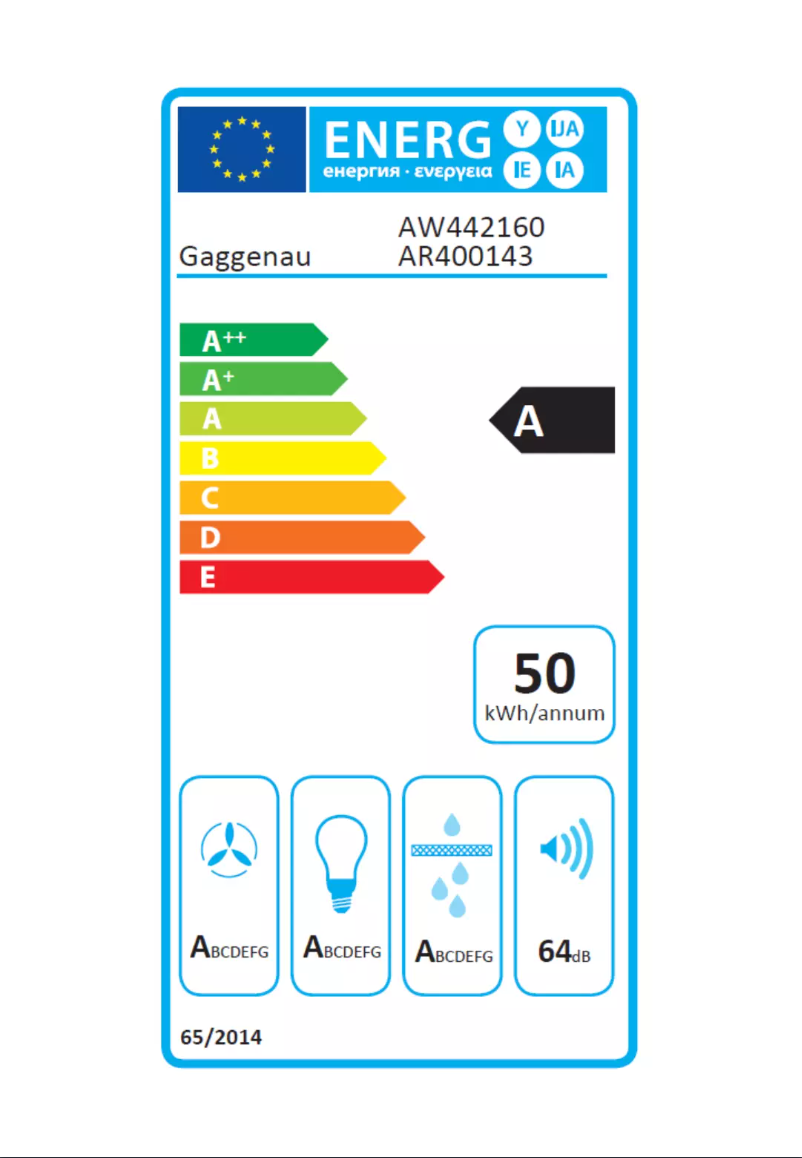 Página 1 del manual Etiqueta energética Gaggenau AW442160