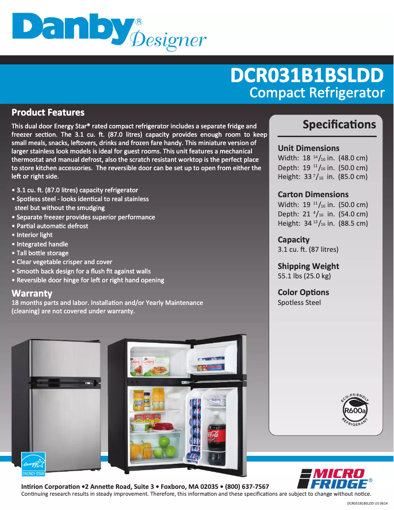 Imagen de la primera página del manual del dispositivo DCR031B1BSLDD