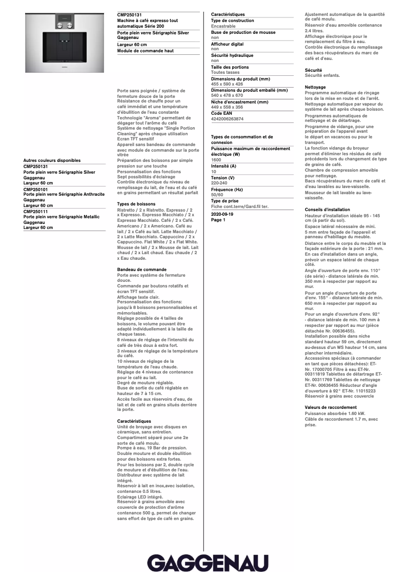 Imagen de la primera página del manual del dispositivo CMP250131