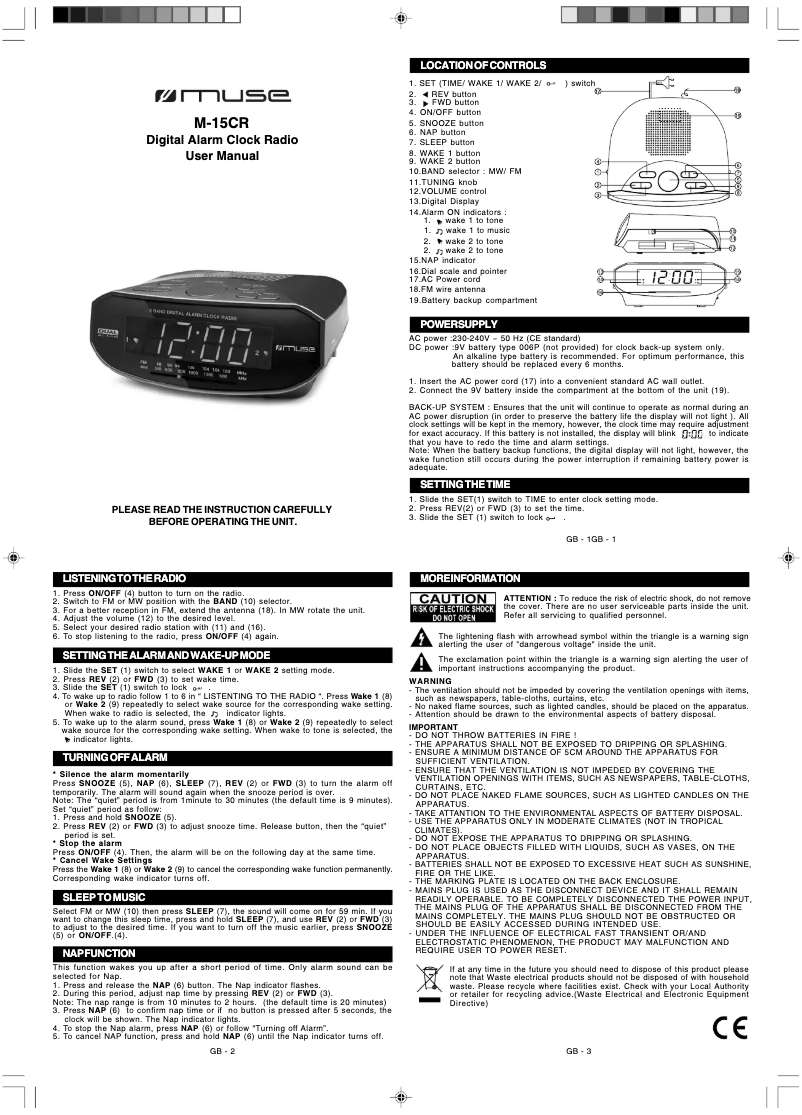 Página 1 del manual Manual de usuario Muse M-15