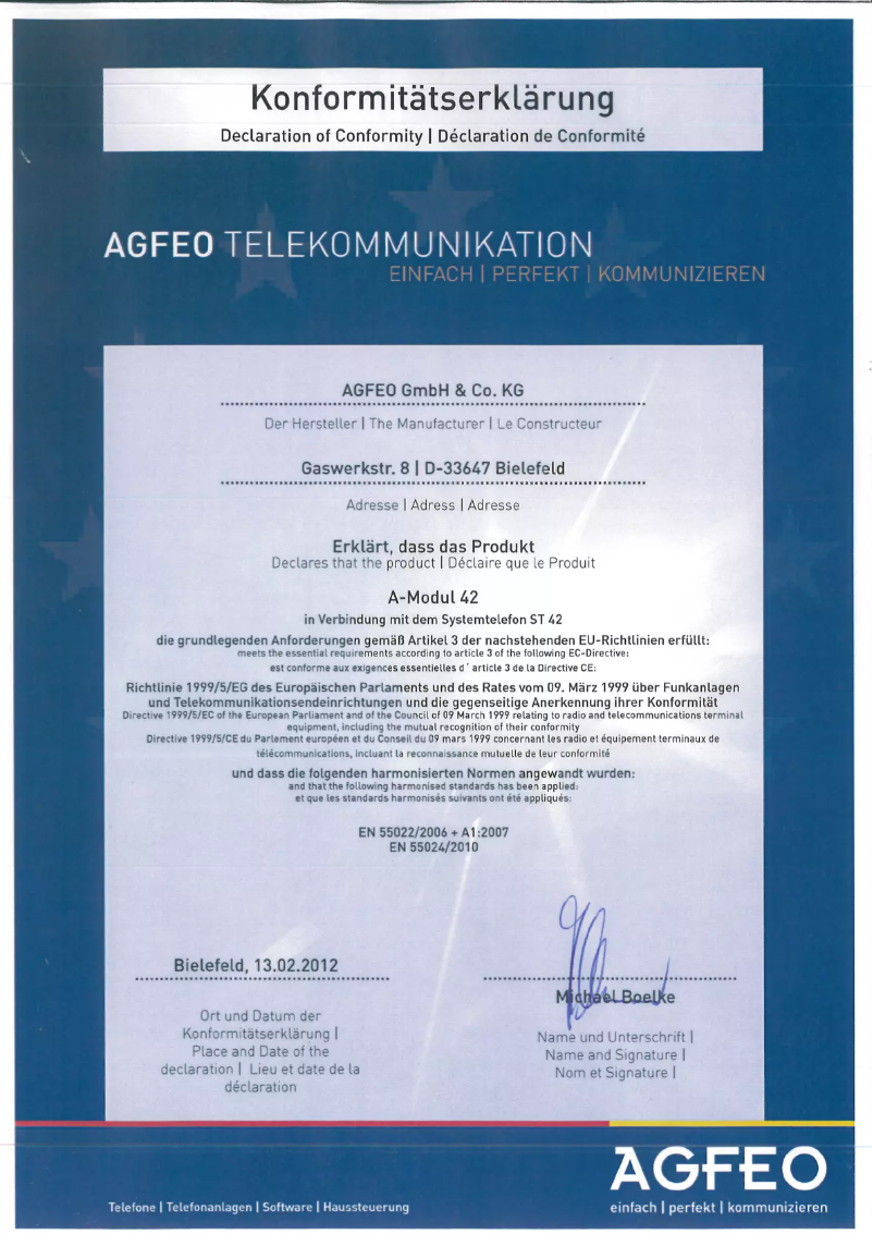 Página 1 del manual Manual de usuario AGFEO A-Modul 42