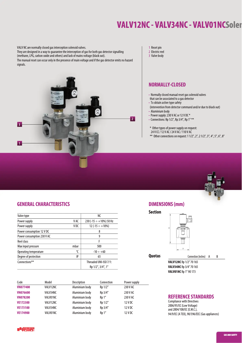 Página nº 1 - Ficha técnica Vemer VALV-12NC