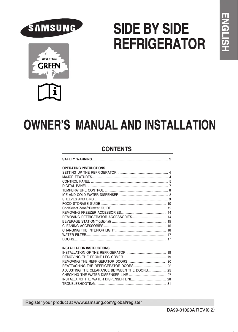 Imagen de la primera página del manual del dispositivo RS60JJSM