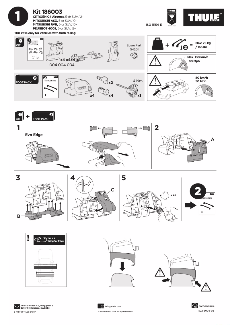 Página nº 1 - Manual de usuario Thule Kit 186003