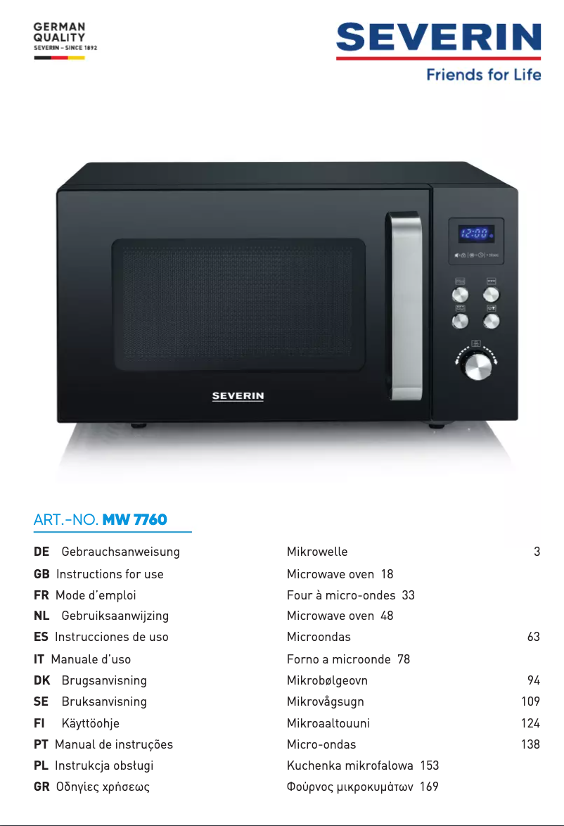 Página 1 del manual Manual de usuario Severin MW 7760