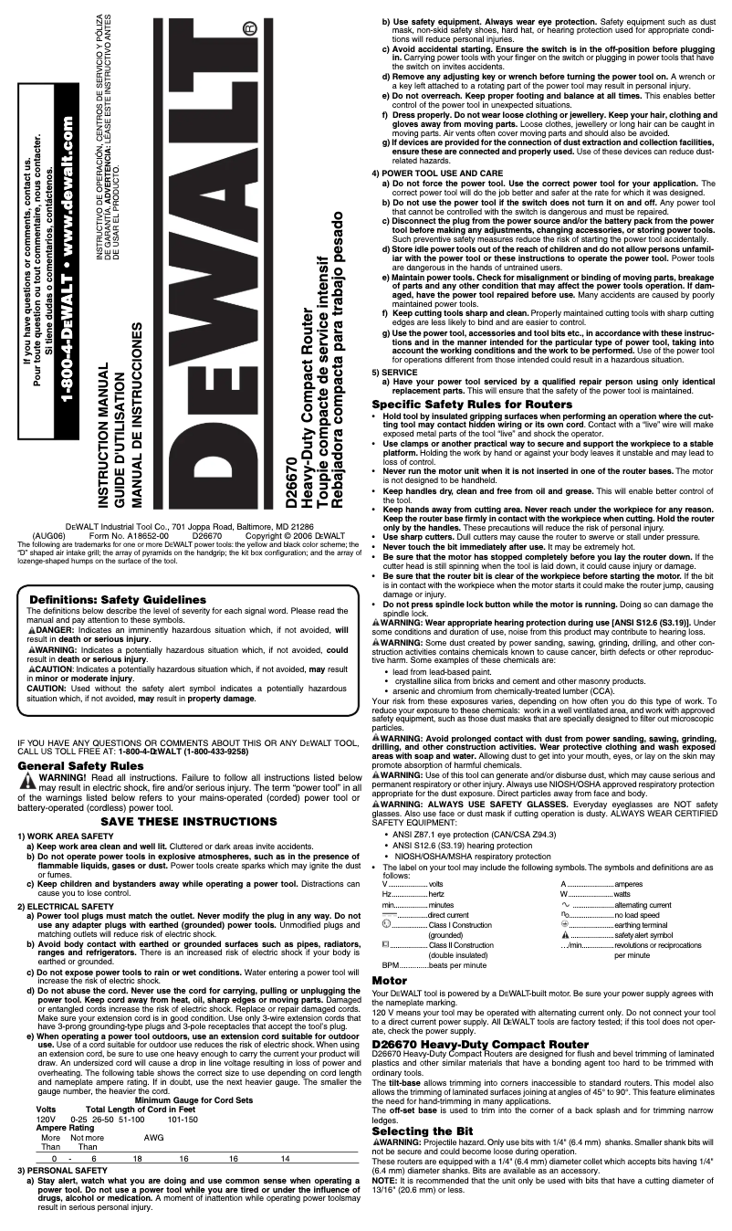 Página 1 del manual Manual de usuario DeWalt DWE6000