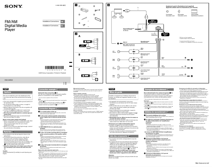 Imagen de la primera página del manual del dispositivo DSX-A40UI