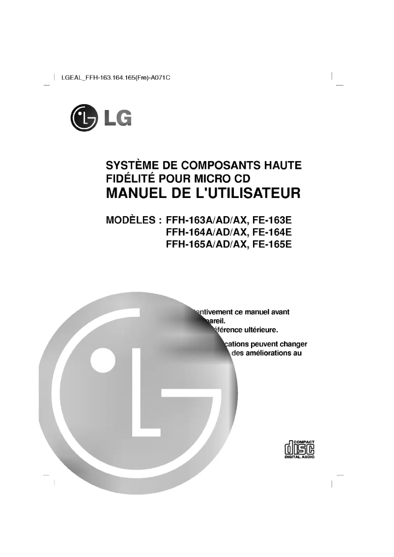 Página nº 1 - Manual de usuario LG FFH-165A
