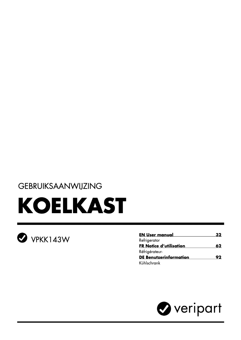 Página 1 del manual Manual de usuario Veripart VPKK143W