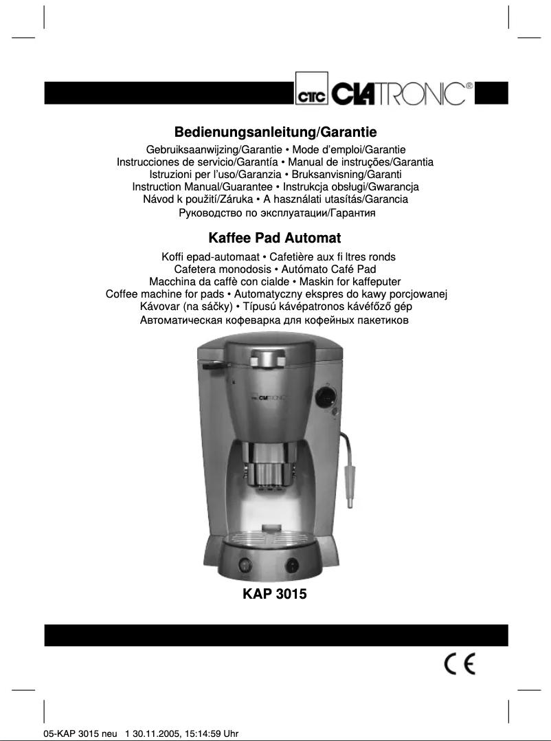Página 1 del manual Manual de usuario Clatronic KAP 3015