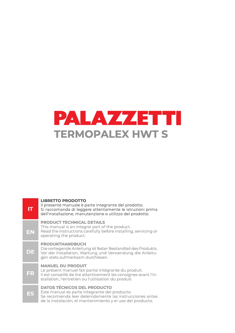 Página 1 del manual Manual de usuario Palazzetti TERMOPALEX HWT S78F