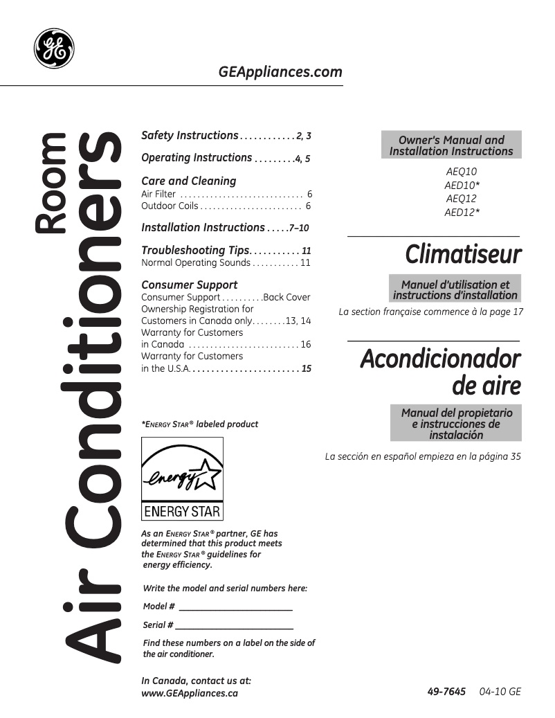 Imagen de la primera página del manual del dispositivo AEW18DM