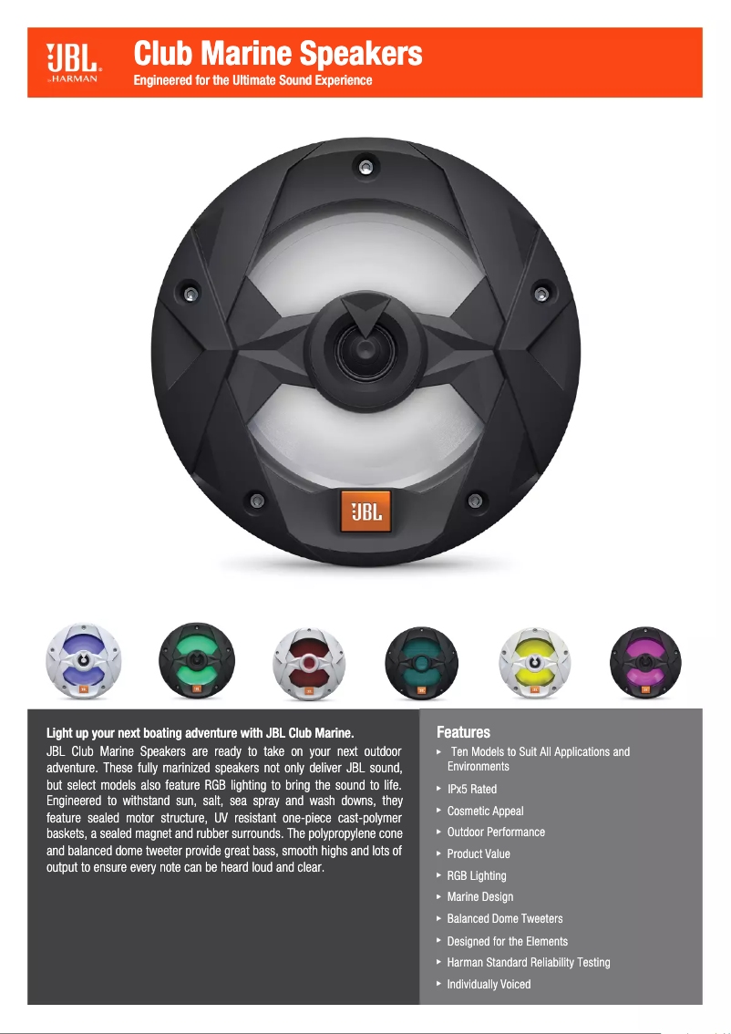 Página nº 1 - Ficha técnica JBL Club Marine MS8LW