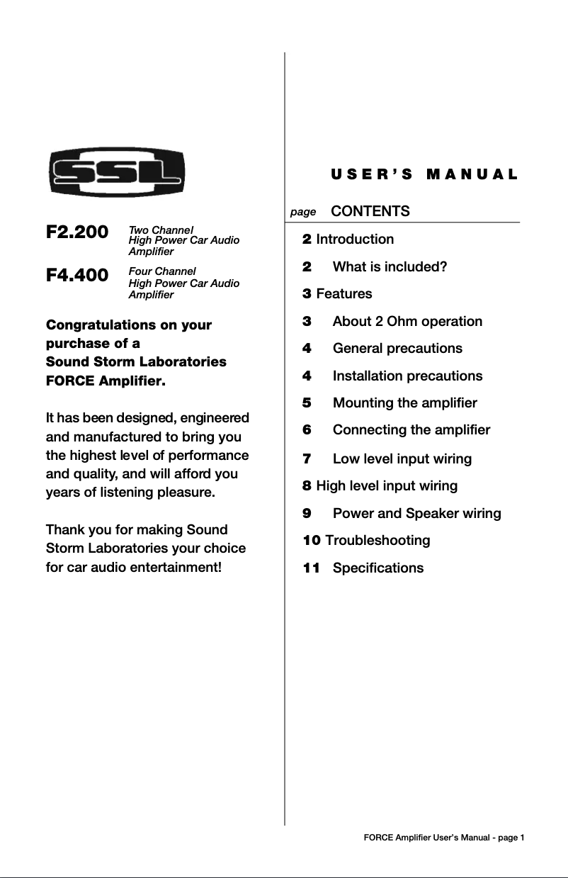 Página nº 1 - Manual de usuario SSL Force F2.200