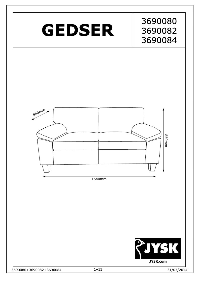Imagen de la primera página del manual del dispositivo Gedser (150x85x84)