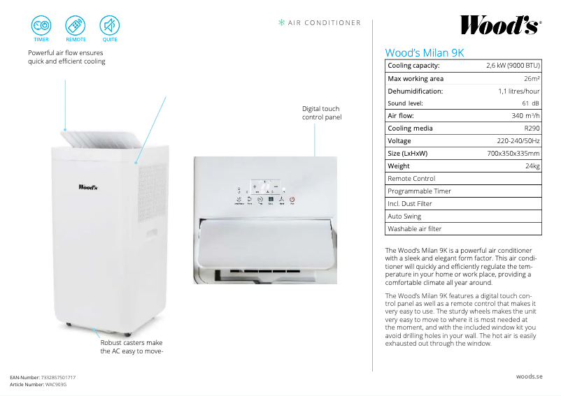 Página 1 del manual Ficha técnica Wood's AC Milan 9K