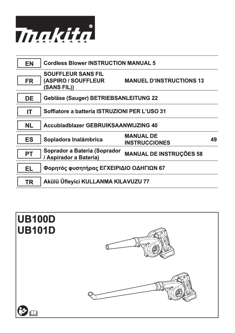 Página 1 del manual Manual de usuario Makita UB100D