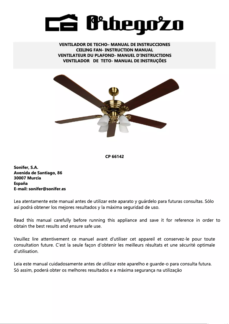 Página 1 del manual Manual de usuario Orbegozo CP 66142