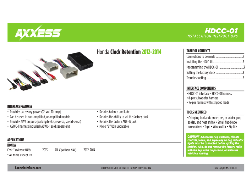 Página 1 del manual Manual de usuario Metra HDCC-01