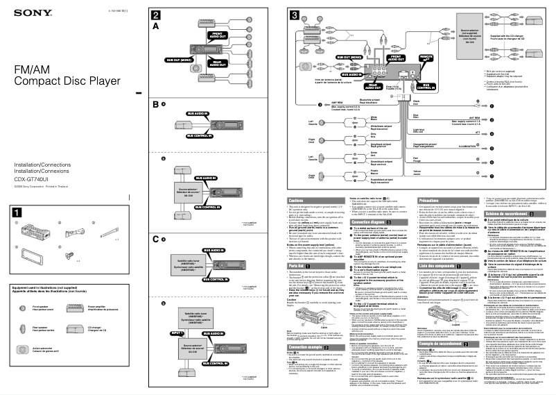 Imagen de la primera página del manual del dispositivo CDX-GT740UI