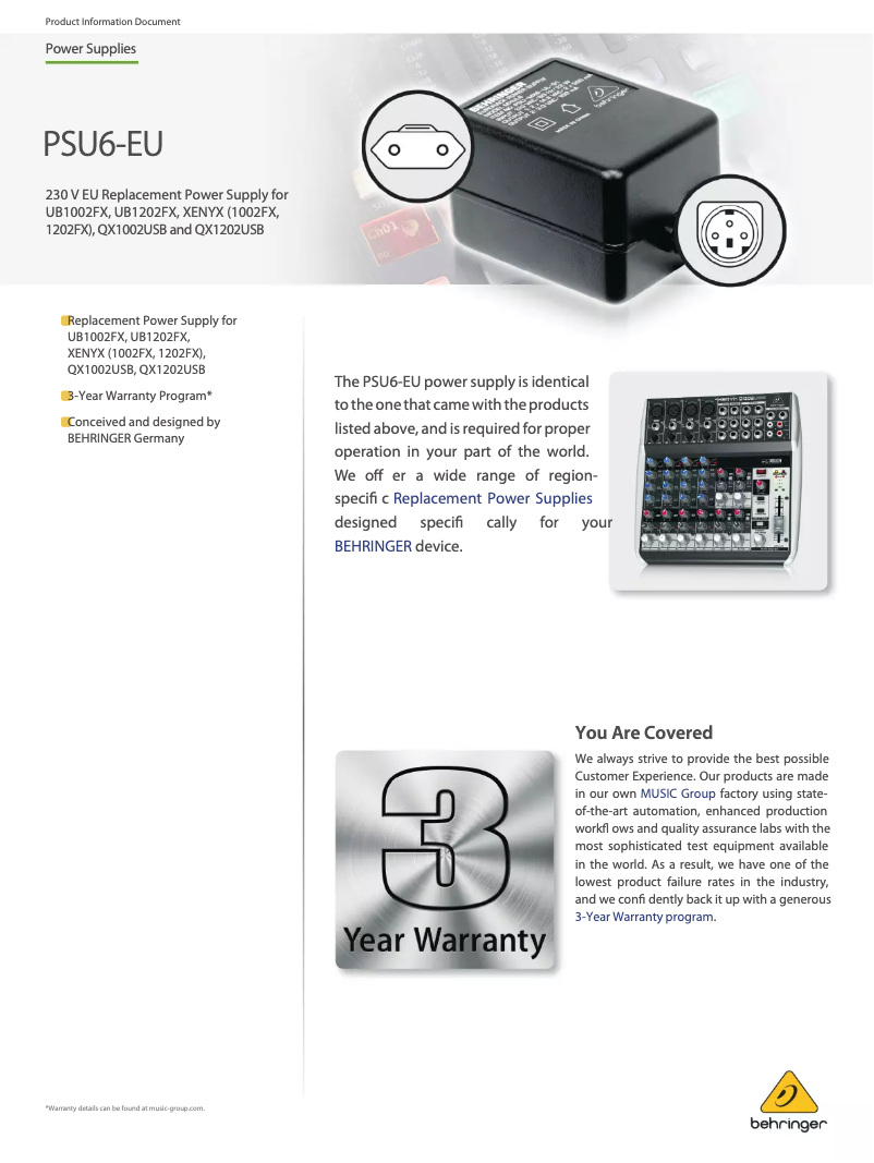 Imagen de la primera página del manual del dispositivo PSU6-EU
