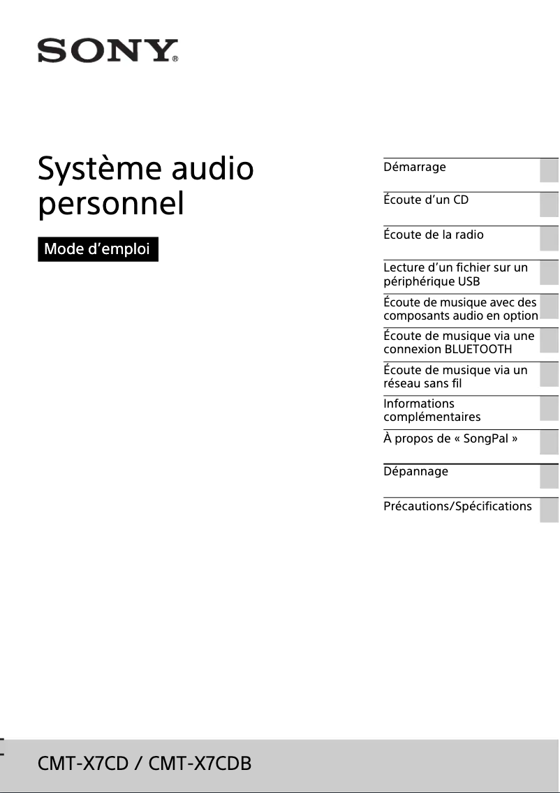 Imagen de la primera página del manual del dispositivo CMT-X7CD