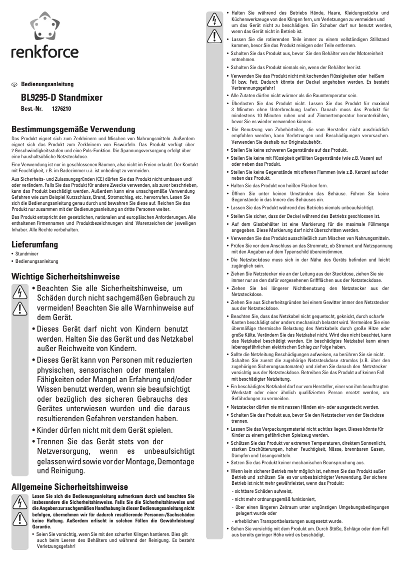 Imagen de la primera página del manual del dispositivo BL9295-D