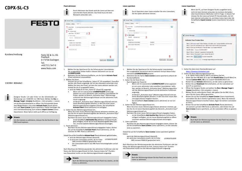 Página 1 del manual Manual de usuario Festo CDPX-SL-C3