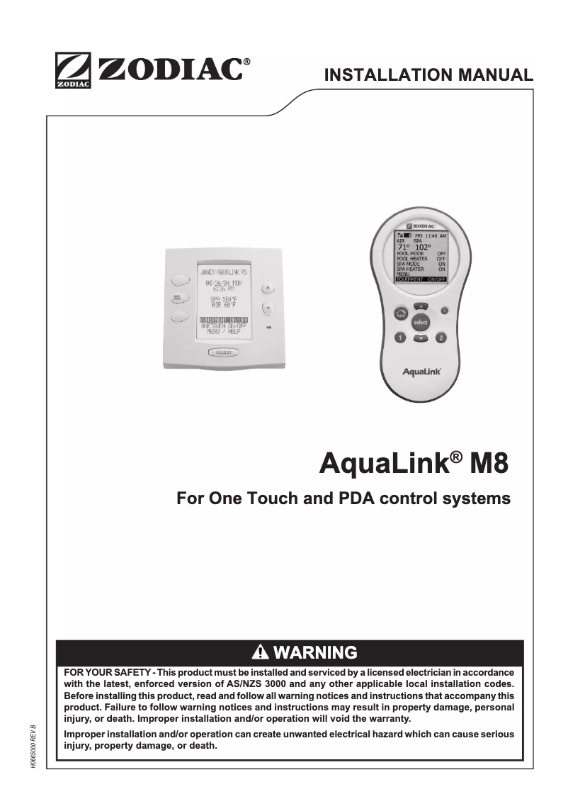 Página 1 del manual Manual de usuario Zodiac AquaLink M8